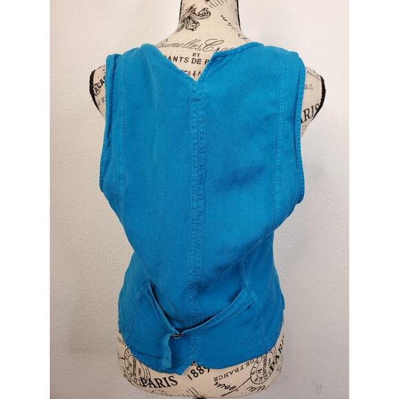 YFB Vest Top Sz Medium Linen Blend Button Up Fisherman Festival Western - Picture 5 of 9